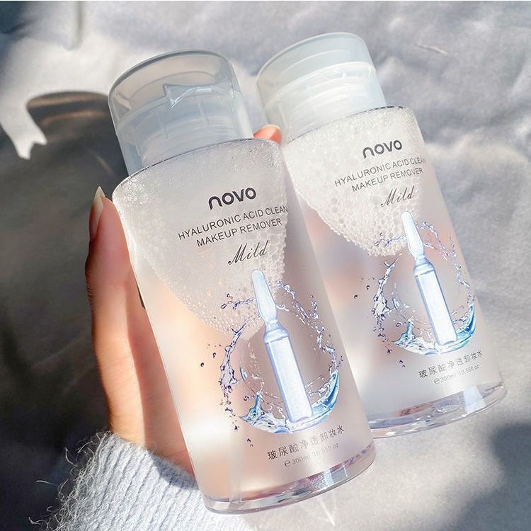 NOVO玻尿酸淨透卸妝水按壓式溫和無刺激深層清潔眼唇臉學生黨大瓶