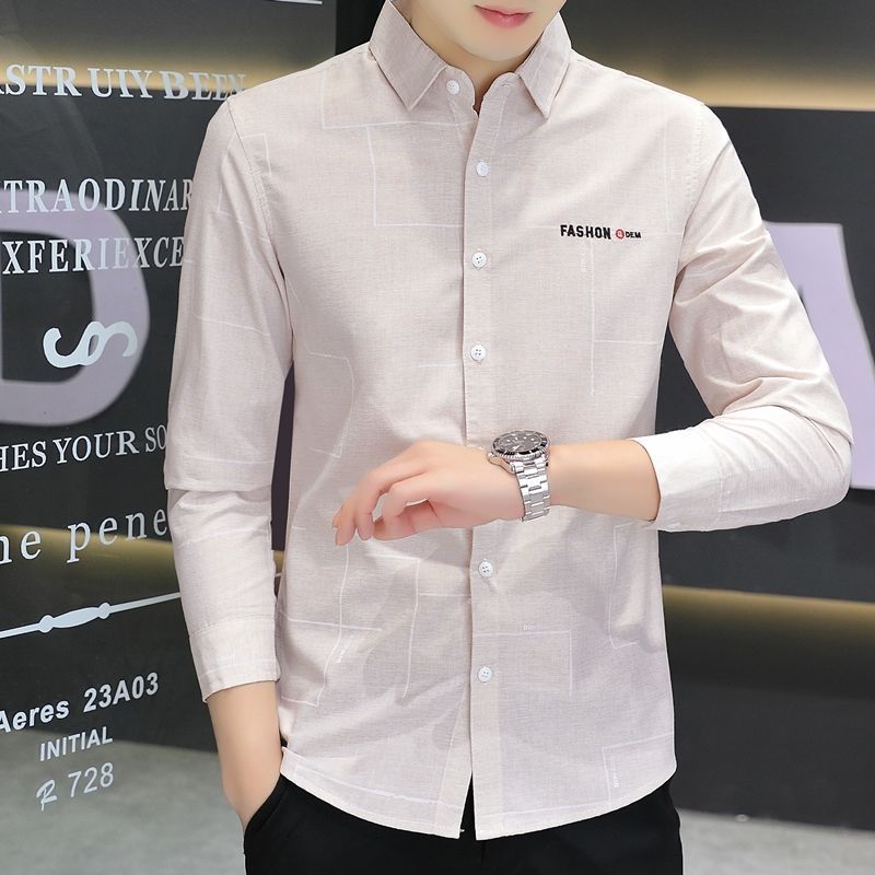 2023 spring men's new long-sleeved shirt exquisite embroidery casual handsome men's shirt Korean trendy shirt