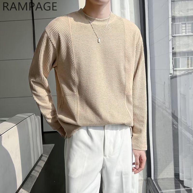 Rampage轻熟风长袖T恤男设计感高级感痞帅男装t恤圆领卫衣打底衫