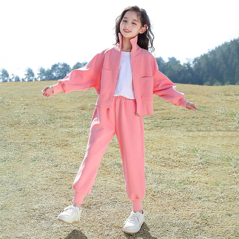 女童運動套裝春秋款2022秋裝新款洋氣時髦女大童兒童秋季童裝衣服