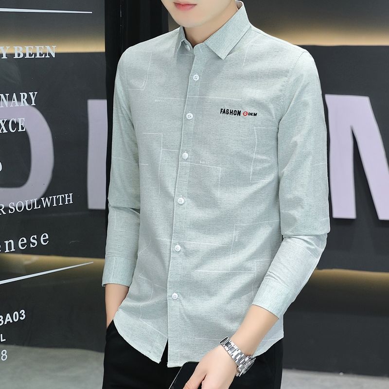 2023 spring men's new long-sleeved shirt exquisite embroidery casual handsome men's shirt Korean trendy shirt