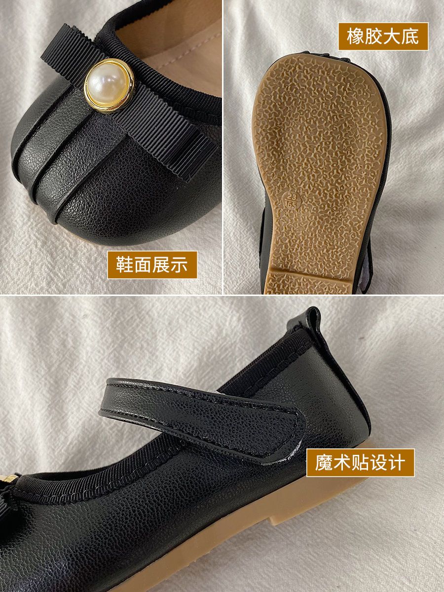 Girls' small leather shoes retro fashion 2022 summer and autumn new baby soft bottom non-slip single shoes round toe shallow mouth peas shoes