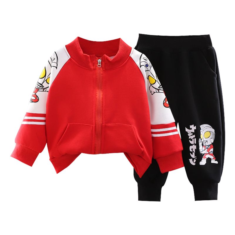 Boys Ultraman sweater suit 2022 spring and autumn new children's sports handsome baby two-piece fashion trend