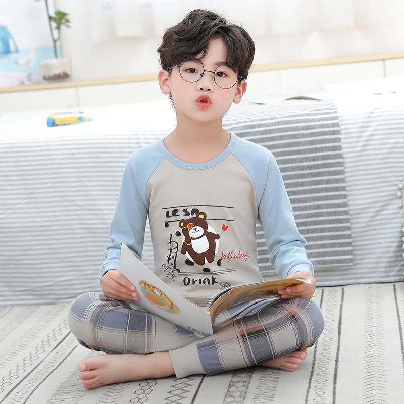 Children's pure cotton underwear set boy's autumn clothes and johns middle and small children's autumn and winter bottoming thermal underwear thin section