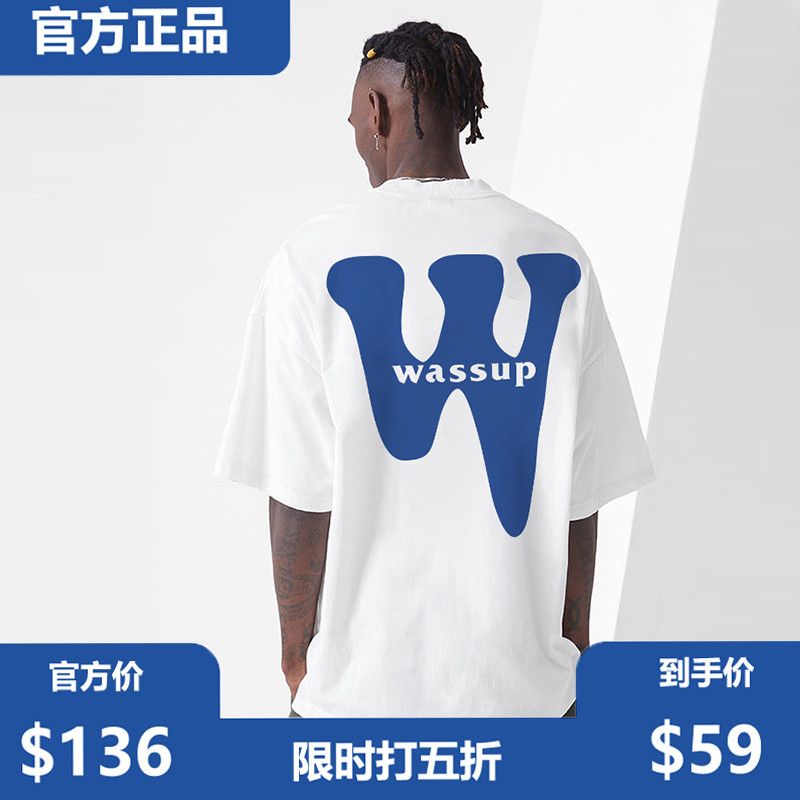 WASSUP HEODS短袖T恤男生潮牌國潮美式重磅純棉上衣服設計感