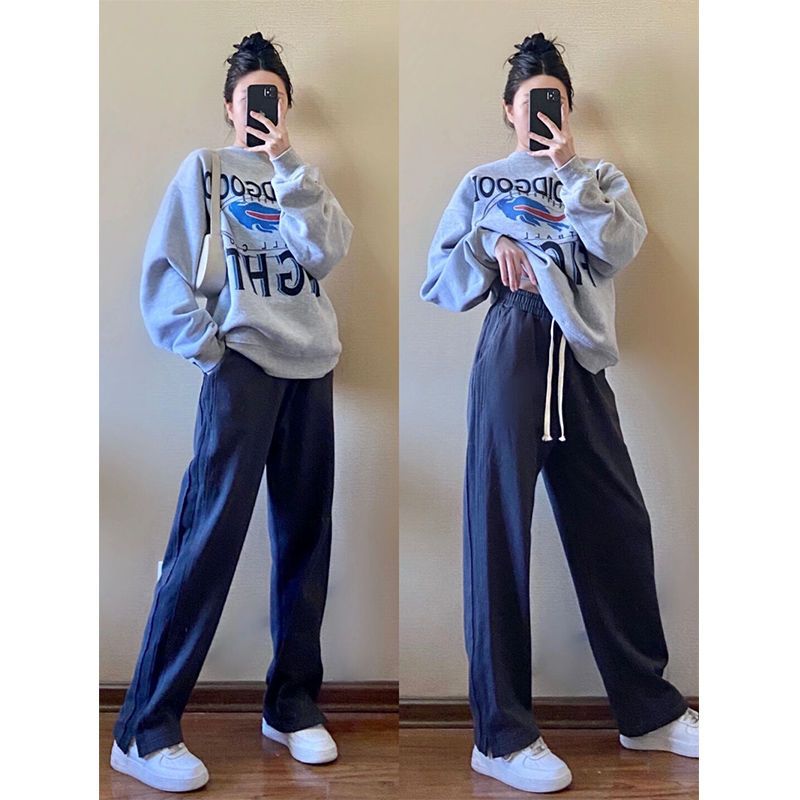 春季大碼女裝胖mm衛衣套裝200斤寬鬆時尚遮肉顯瘦運動休閒兩件套