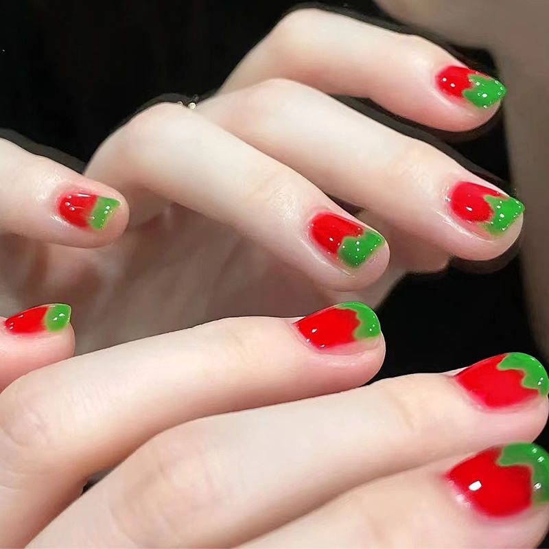 顯白指甲油新款大紅綠色青蘋果流行美甲套裝網紅少女學生免烤易塗