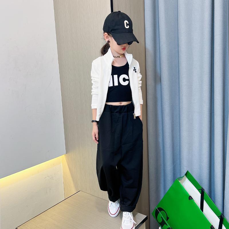 女童裝時髦套裝2023新款洋氣兒童春款童裝女大童春秋炸街兩件套潮