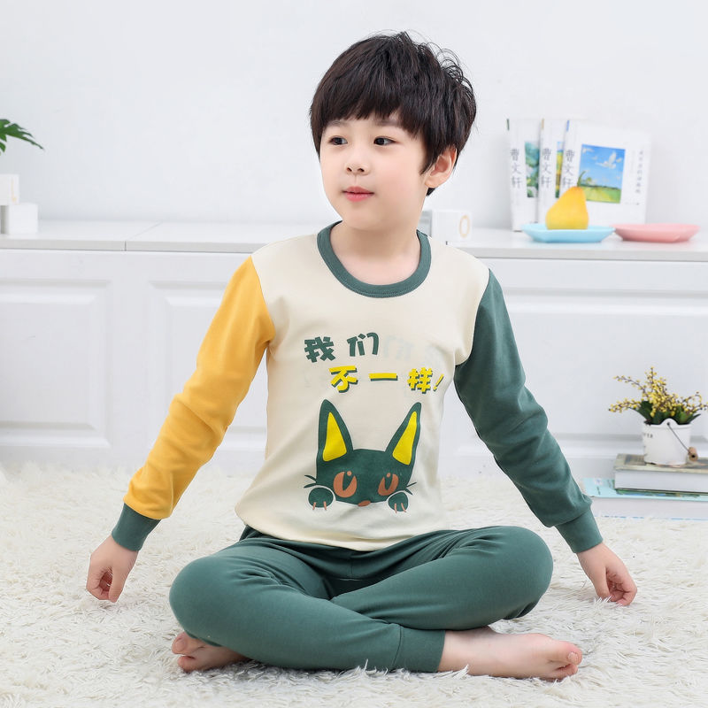 Children's pure cotton underwear set boy's autumn clothes and johns middle and small children's autumn and winter bottoming thermal underwear thin section