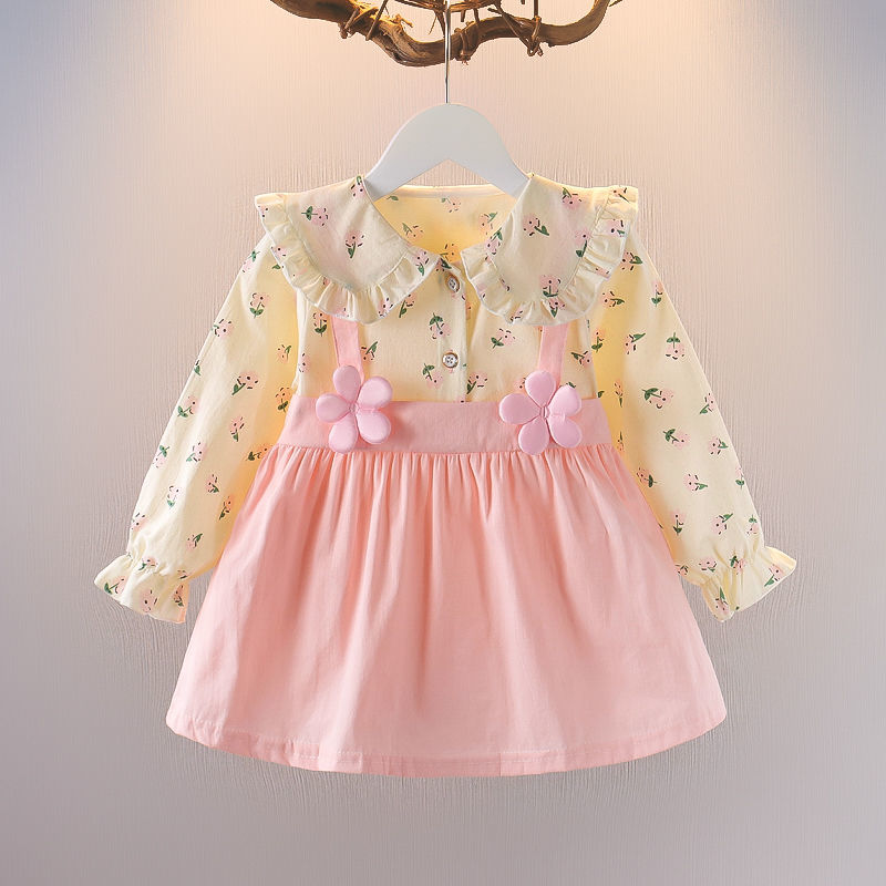 Girls Autumn Dress Autumn Clothes 1-3 Years Old Girls Floral Princess Dress Baby Autumn Small Skirt Doll Leading the Trend 4