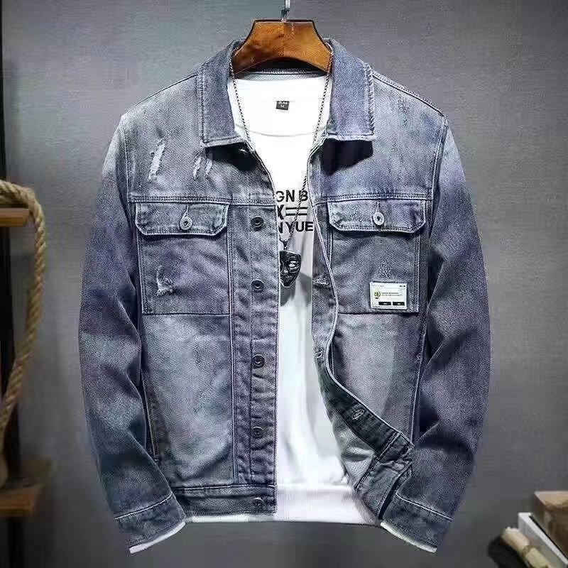 Spring and winter fat plus denim jacket men's oversized large jacket loose fat trend casual fat guy shirt
