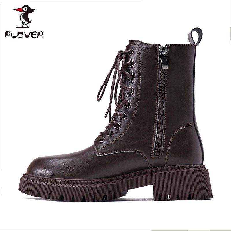 Woodpecker Martin boots women's  new winter thin section all-match British fan car boots thick-soled short boots women