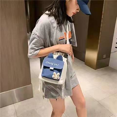 可愛包包2021新款潮學生斜挎包女帆布網紅可愛百搭單肩手機小包