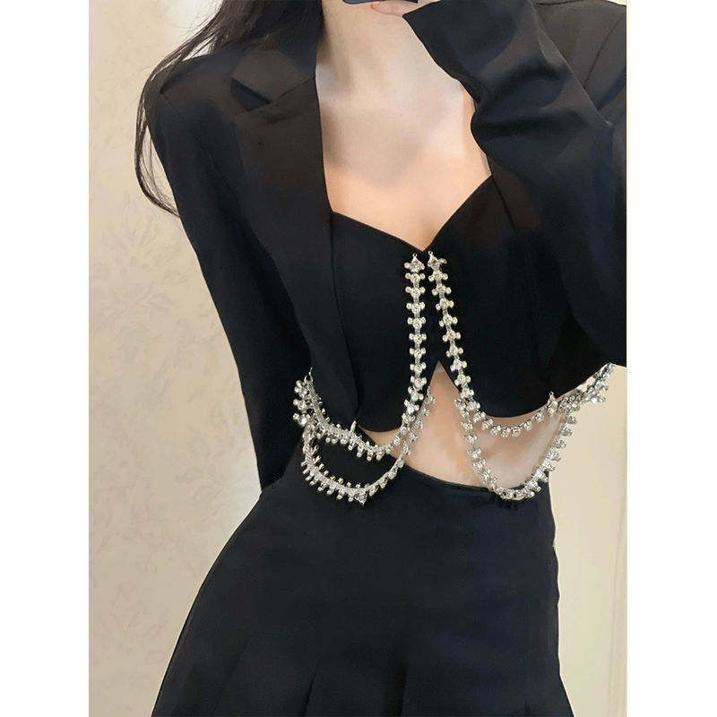 Pure Desire Style Design Slim Short Suit Jacket 2022 Early Autumn New High Waist Light Luxury Pleated Skirt Two-piece Set [Delivery within 10 days]