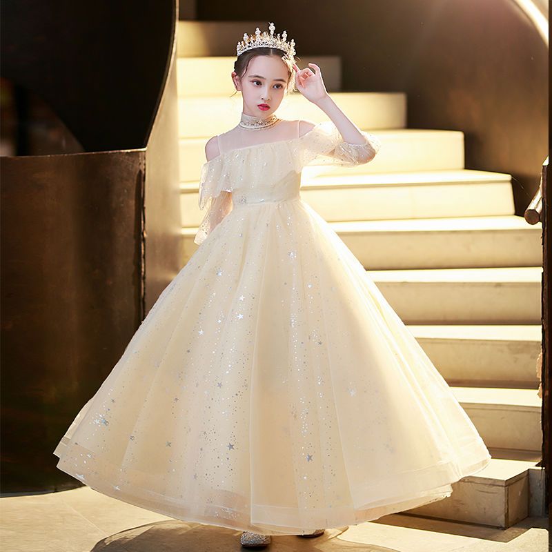 兒童禮服公主裙小女孩花童婚禮生日高端主持人女童鋼琴演奏演出服