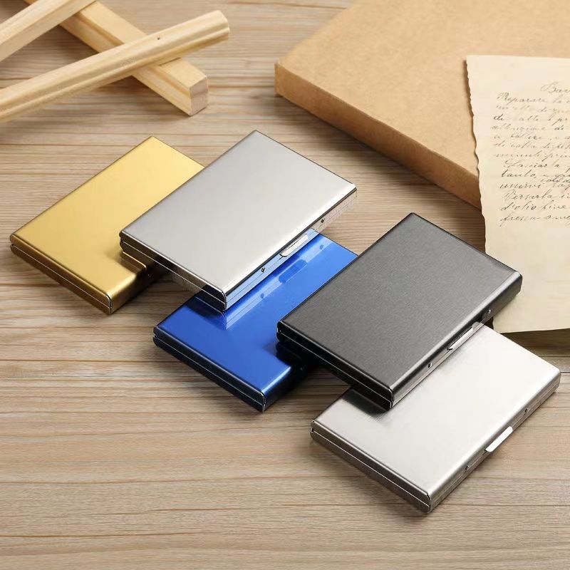 Anti-theft brush metal card holder men's stainless steel card holder women's anti-degaussing small card box card holder for driver's license