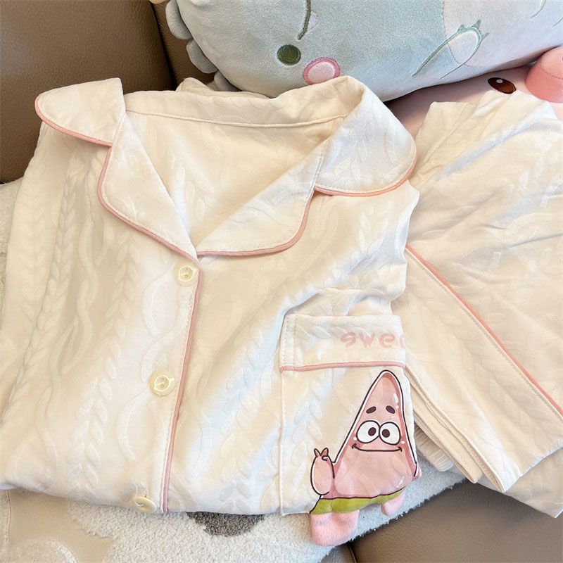 派大星睡衣女純棉2022年新款春秋開衫長袖套裝卡通可愛家居服冬季