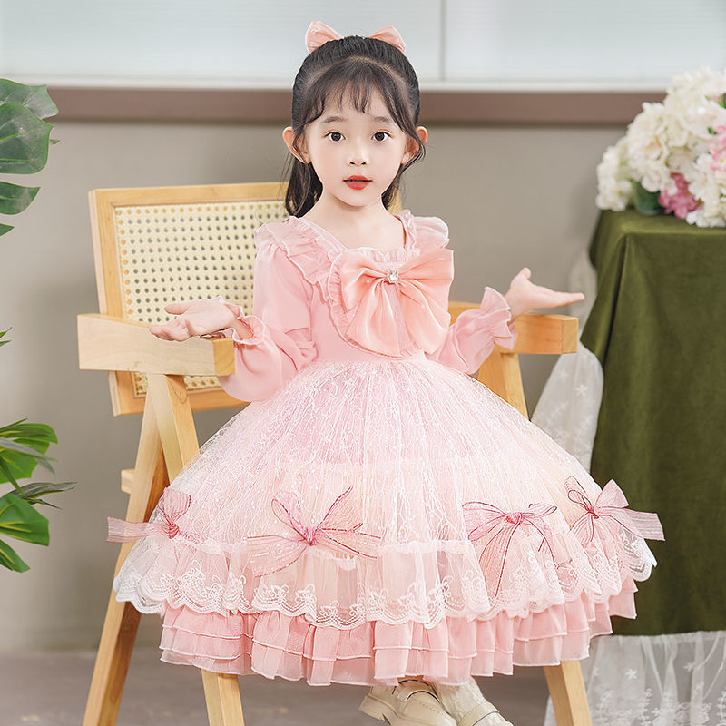 女童春裝連衣裙新款2022洋氣女寶寶加絨公主裙兒童洛麗塔裙子春季