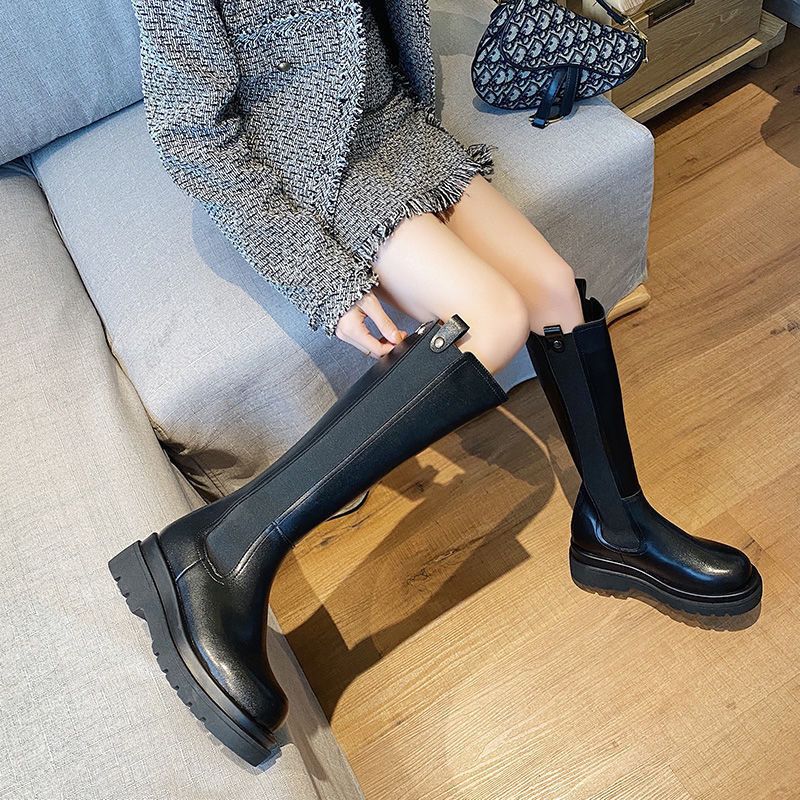 Big tube around knight boots women's thick legs high tube thick bottom small boots suitable for thick legs big size boots spring and autumn