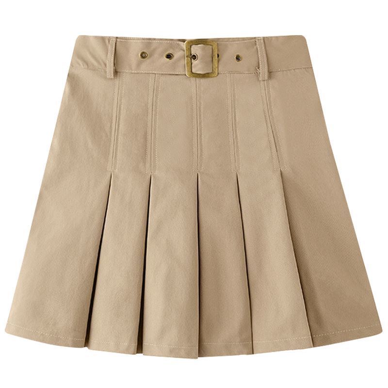 Girls' skirt khaki middle and big children's British style pleated skirt student school uniform skirt children's dress skirt