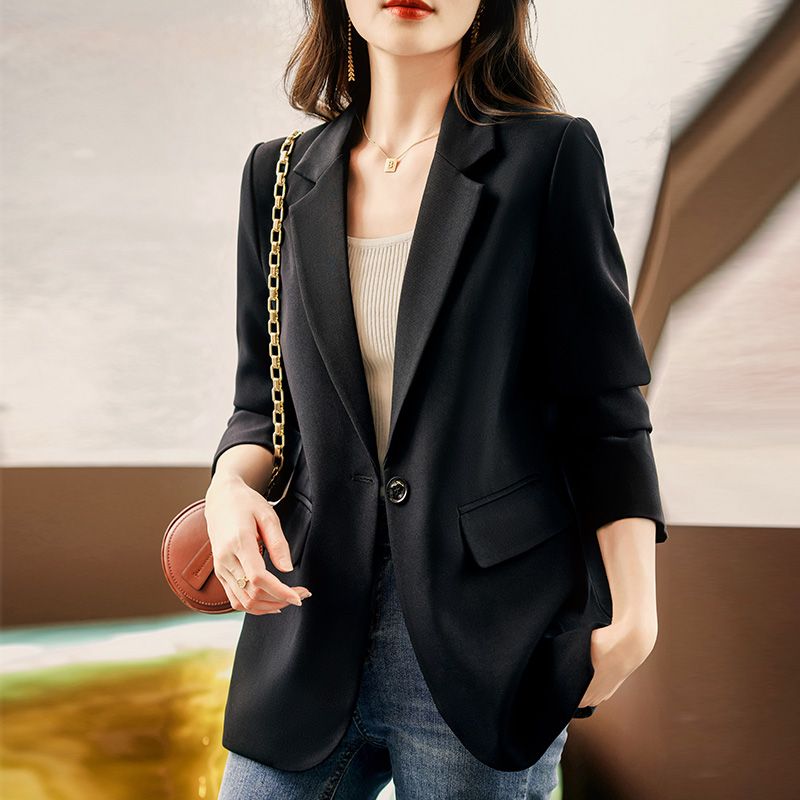 High-end frying street small suit jacket female spring and autumn  new Korean version casual temperament rear slit suit jacket