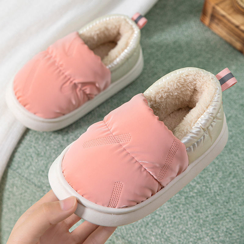 Children's cotton slippers winter bag heel waterproof non-slip small, medium and large boys and girls thick soft bottom plus velvet warm baby cotton shoes