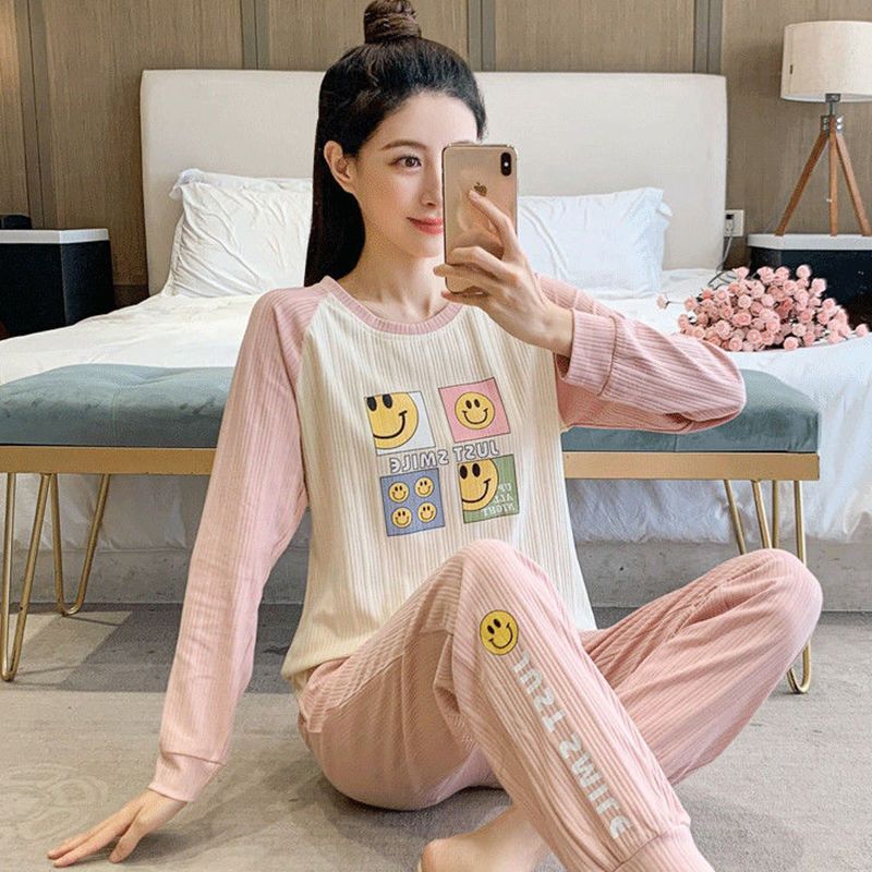 Korean pajamas women spring and autumn cute girls winter sweet long-sleeved students large size can be worn outside home service suit