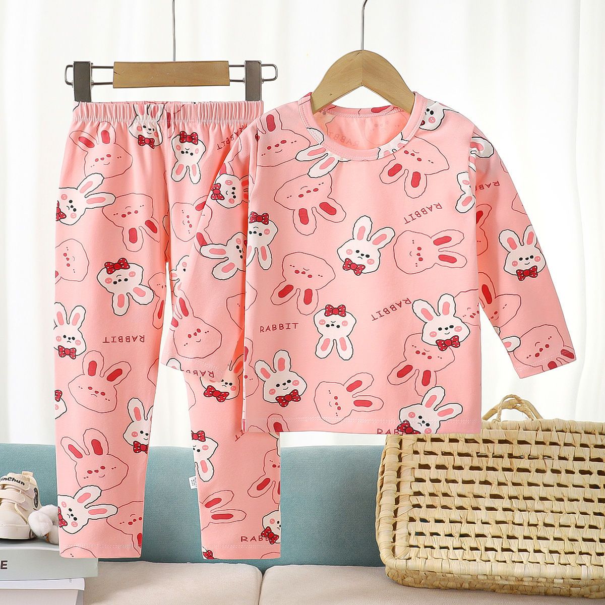Autumn children's Lycra underwear suit boys and girls autumn clothes long johns middle-aged and older children's pajamas home clothes sweat-absorbing air-conditioning clothes