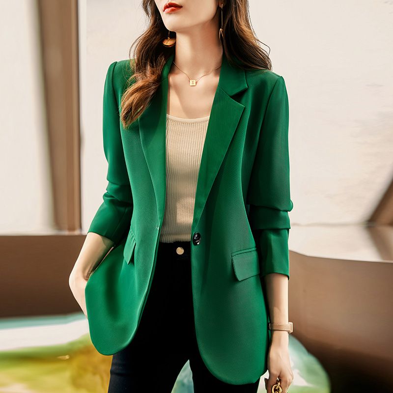 High-end frying street small suit jacket female spring and autumn  new Korean version casual temperament rear slit suit jacket