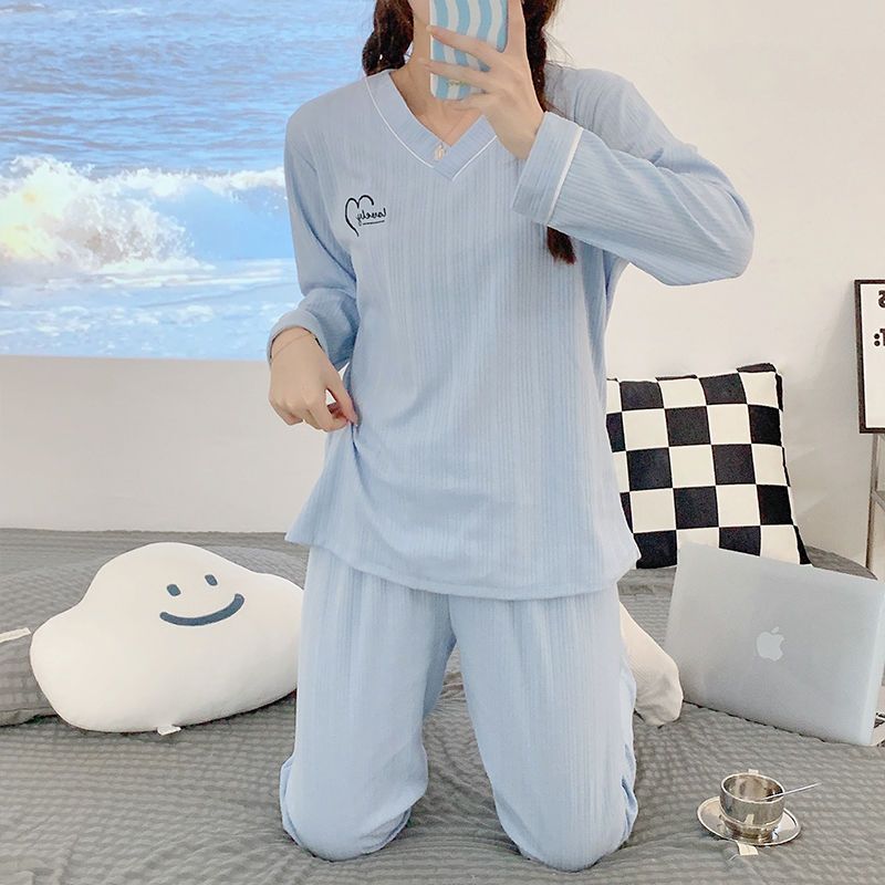 Women's pajamas spring and autumn long-sleeved Korean version sweet students cute casual large size can be worn outside home service suit winter