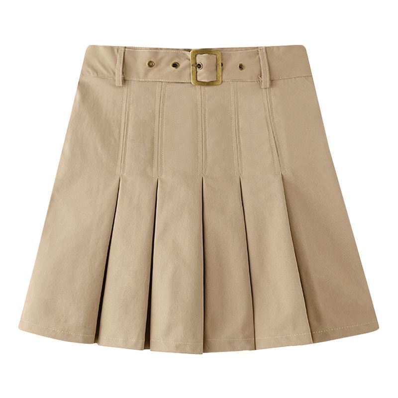 Girls' skirt khaki middle and big children's British style pleated skirt student school uniform skirt children's dress skirt