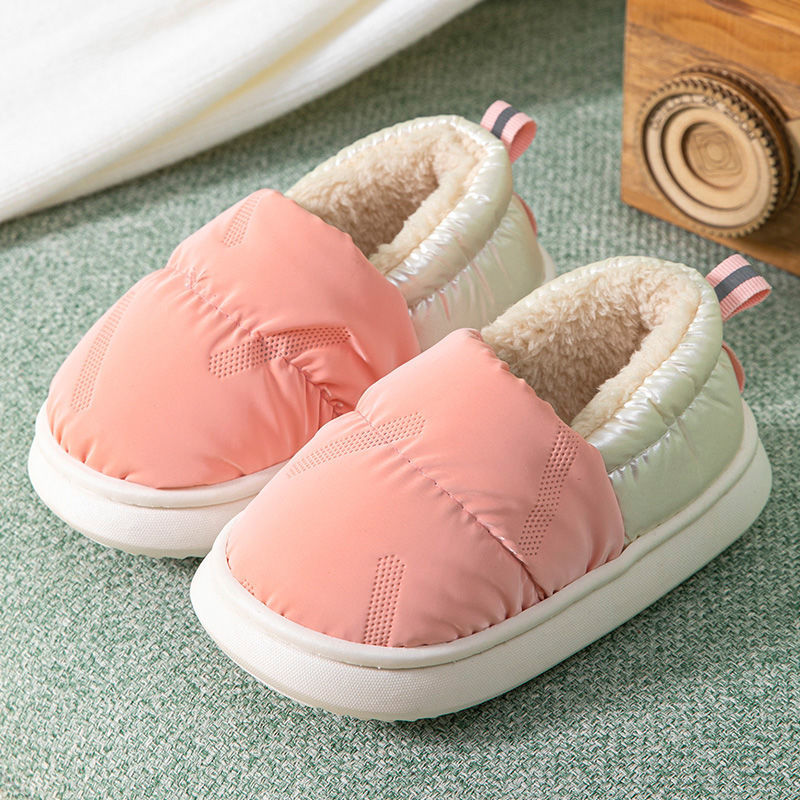 Children's cotton slippers winter bag heel waterproof non-slip small, medium and large boys and girls thick soft bottom plus velvet warm baby cotton shoes