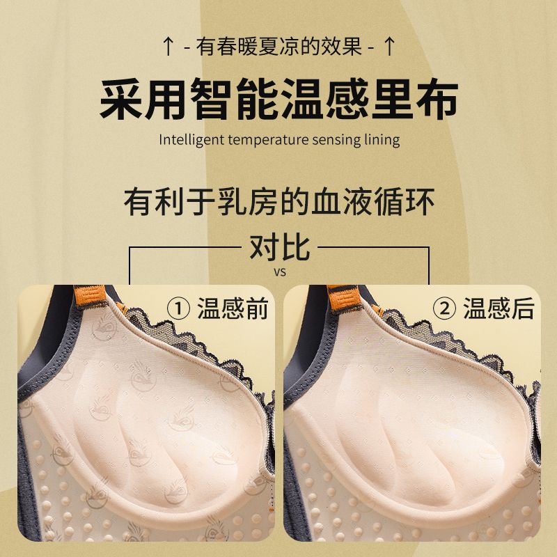 Underwear women's anti-sagging anti-sagging push-up show large collection pair of breasts without steel ring top thin bottom thickness adjustable lace bra