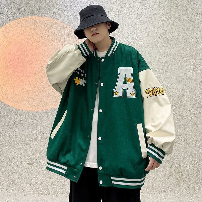 [Four-piece set] Baseball jacket men's spring and autumn trendy brand set with handsome men's casual jacket suit
