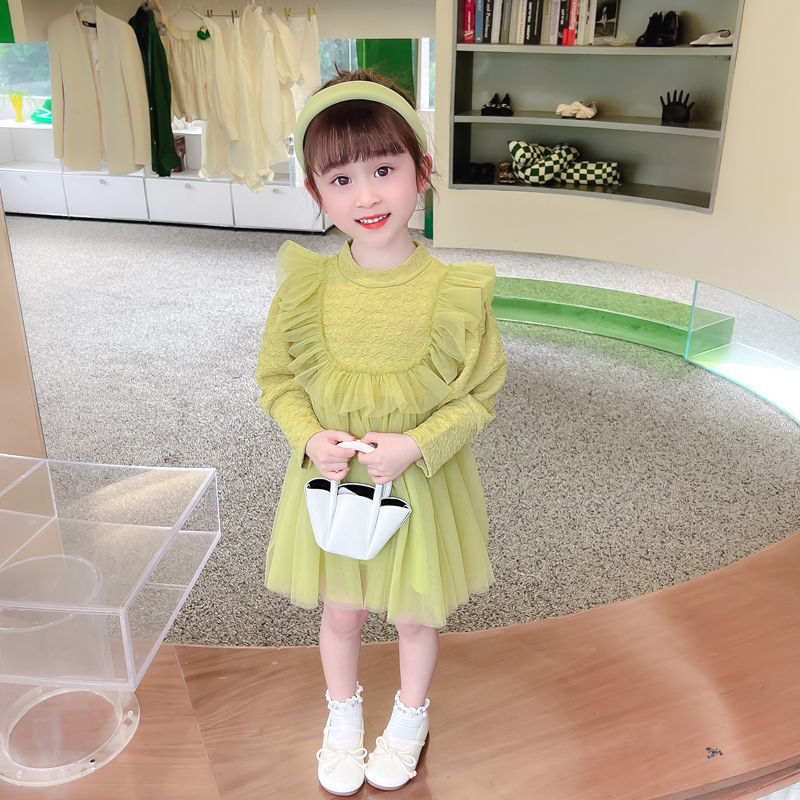 Girls' dresses spring and autumn new children's clothing Korean style long-sleeved princess dress fashionable and stylish baby girl autumn dress