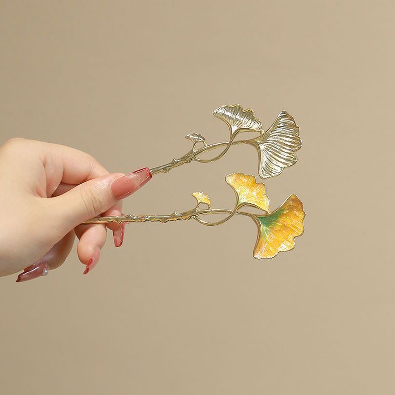 Elegante fermaglio per capelli ginkgo stile foresta per donna_voghion.com