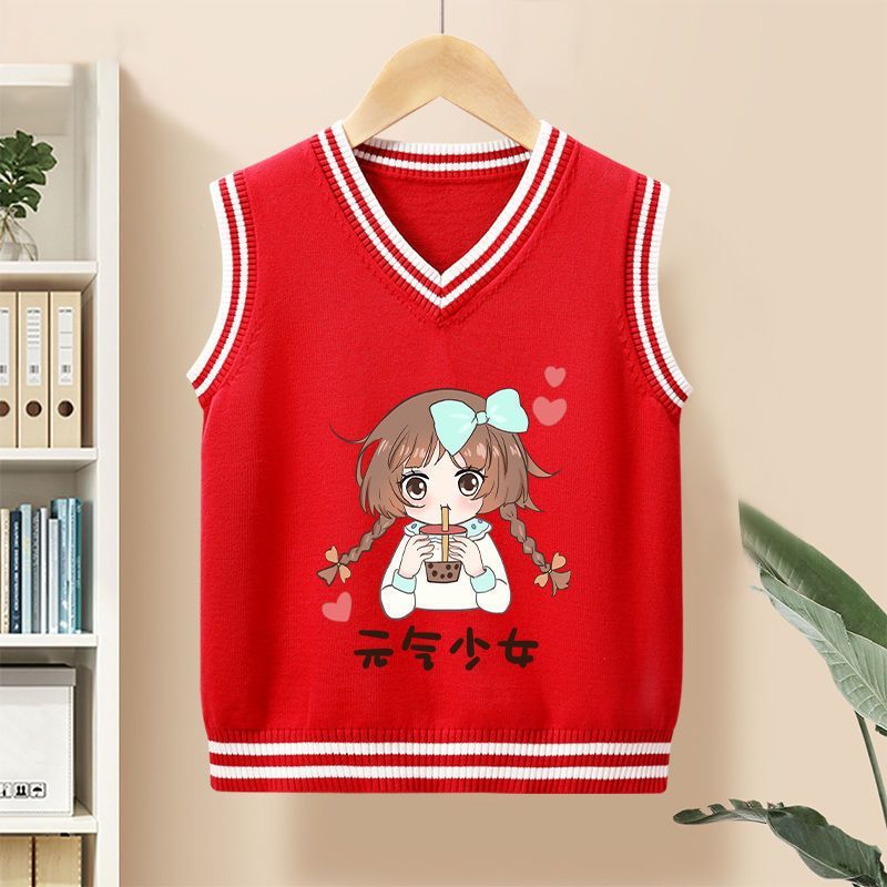 Children's sweater vest autumn foreign style outerwear girls knitted sweater spring and autumn clothing fashion girl knitted sleeveless vest