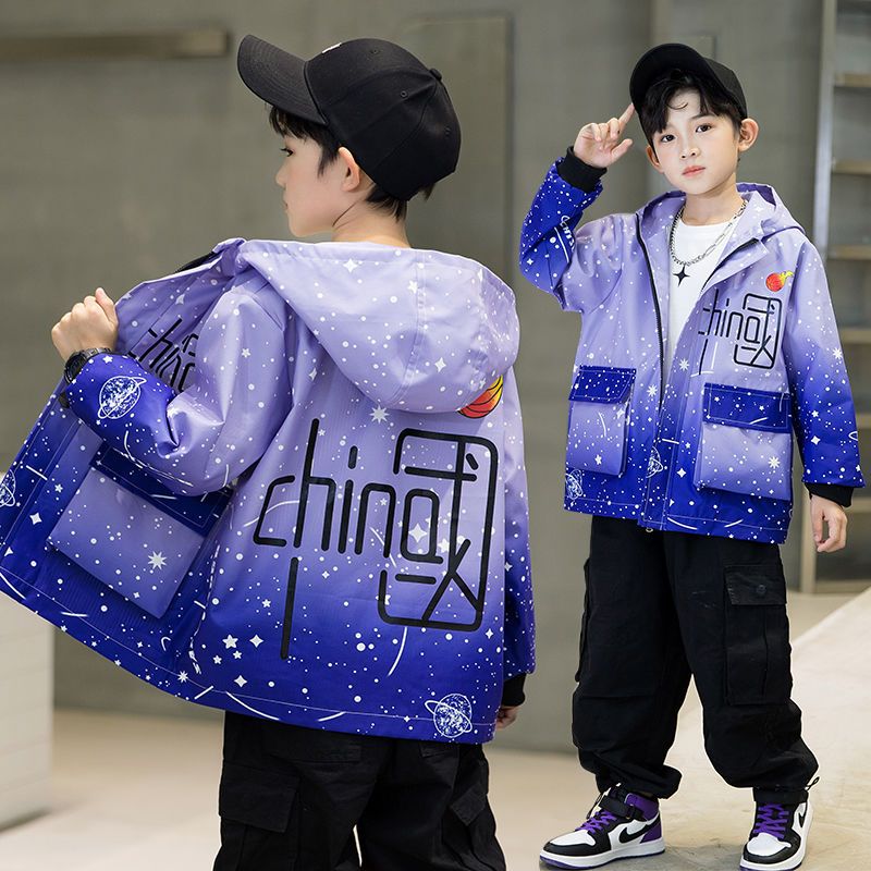 Boys' coat 2022 spring and autumn new middle and big children's Chinese style fashion foreign style autumn boy's loose jacket windbreaker