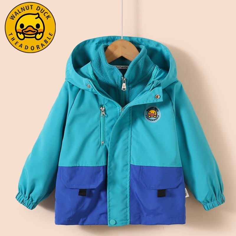 Little Yellow Duck Children's Jacket Three-in-one Detachable 2022 New Autumn and Winter Style Thickened Windbreaker Children's Coat
