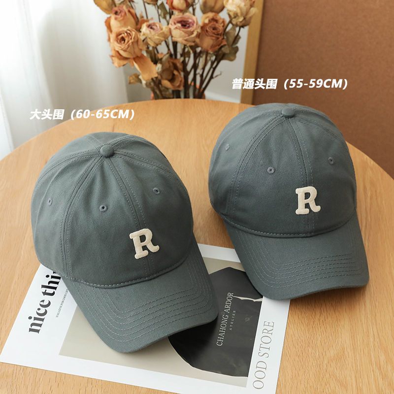 Baseball hat female spring and autumn Korean version of the letter R logo new fashion all-match summer face small peaked cap male