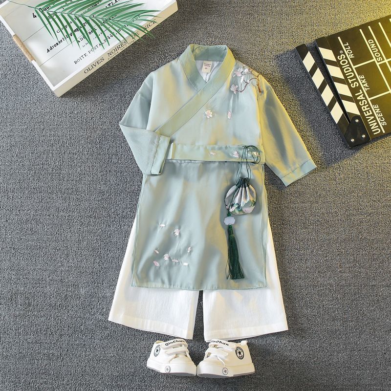 漢服男童春秋季中國風古裝兒童超仙國學演出服女童唐裝中秋表演服