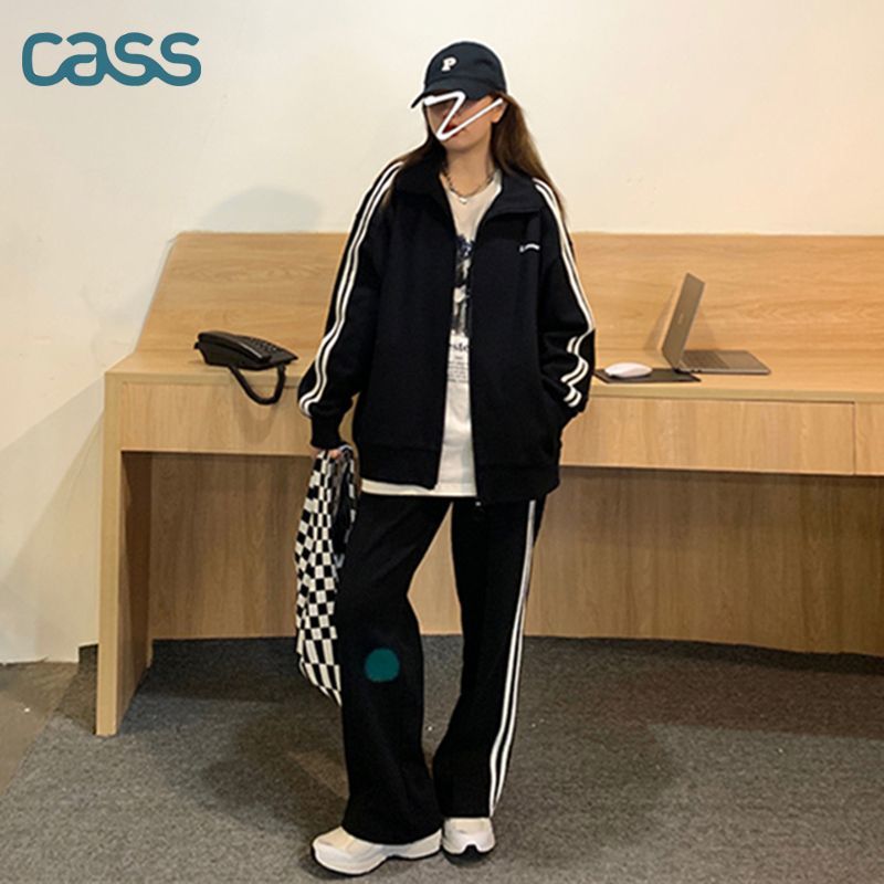 CASS时尚减龄运动套装女春秋学生卫衣宽松显瘦休闲两件套跑步服潮