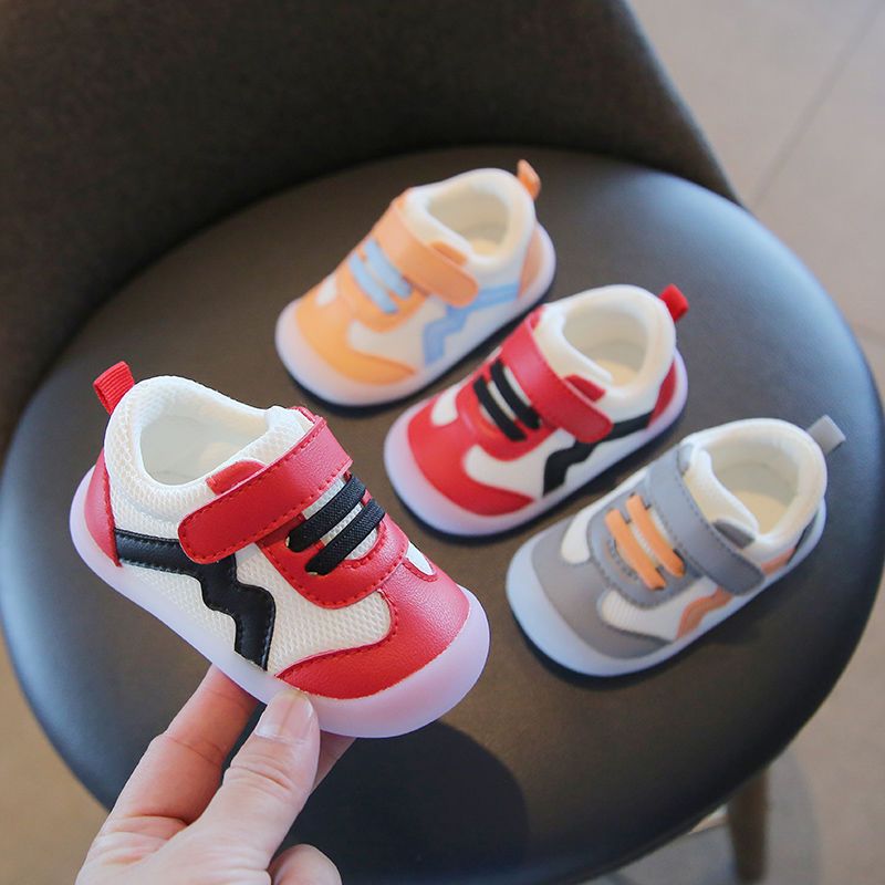 宝宝春季鞋子0-2岁3婴儿学步鞋防滑不掉鞋男女童魔术贴网面室内鞋