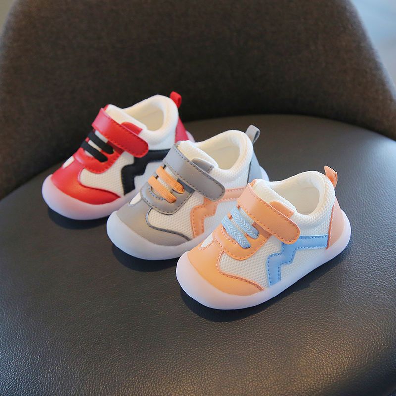 宝宝春季鞋子0-2岁3婴儿学步鞋防滑不掉鞋男女童魔术贴网面室内鞋