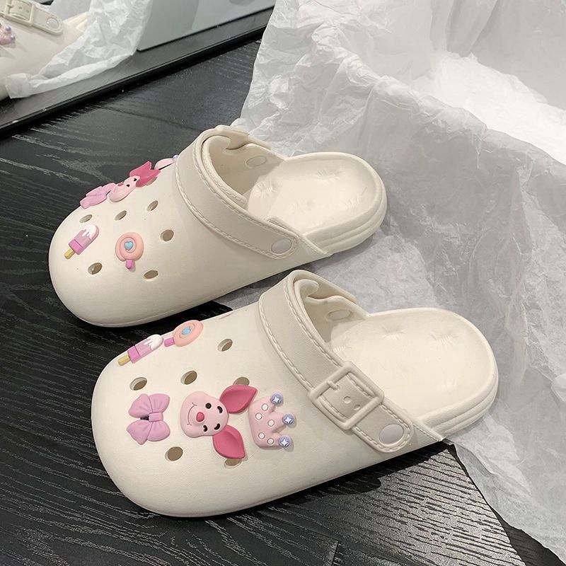 拖鞋女夏外穿ins學生宿舍甜美洋氣輕便高顏值防滑簡約包頭洞洞鞋