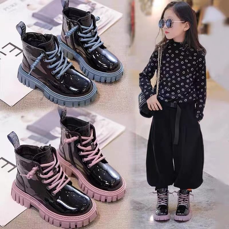 Girls Martin boots 2022 new autumn and winter single boots boys British style little girl children's boots medium and big children's short boots