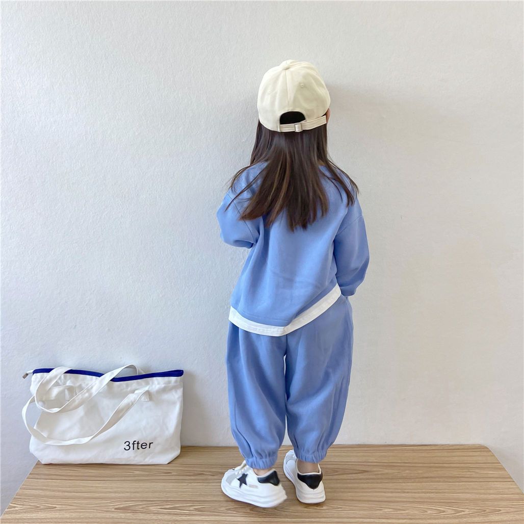 Girls spring and Autumn suit  new children fashion foreign style sports hoodie two sets of baby autumn a complete set