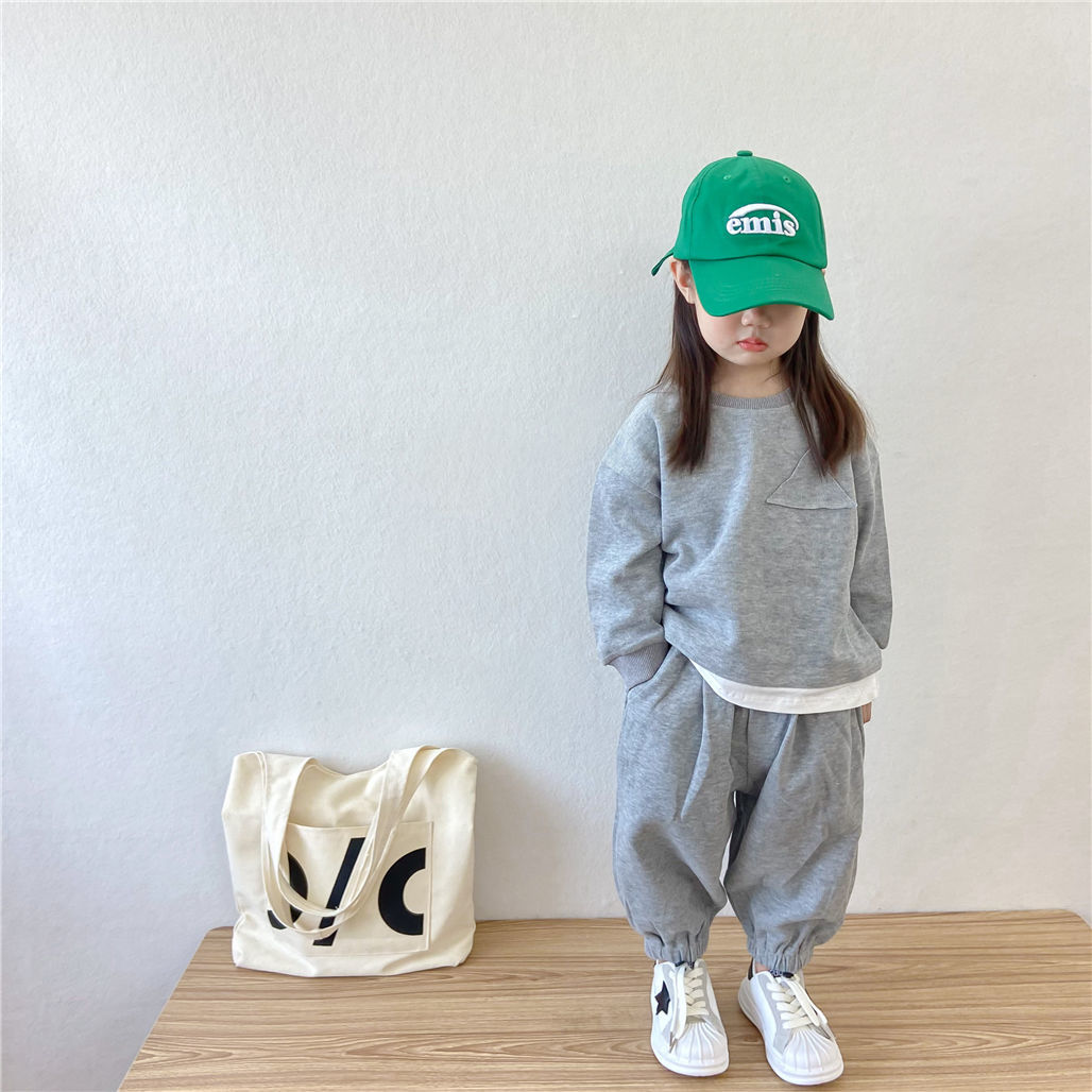 Girls spring and Autumn suit 2022 new children fashion foreign style sports hoodie two sets of baby autumn a complete set