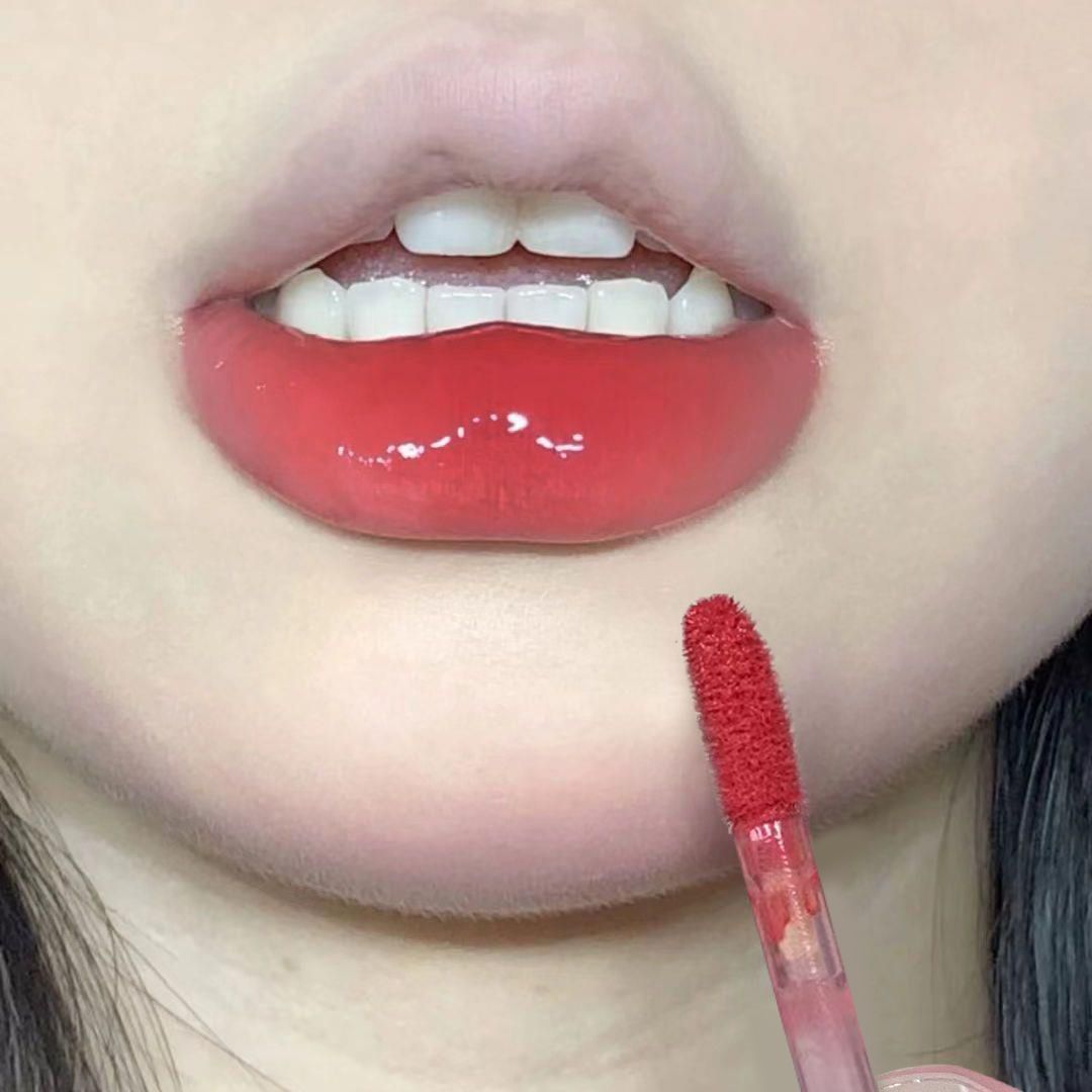 甜蜜暴擊!蜜桃乳茶凍水光鏡面唇釉玻璃嘟嘟唇成膜不掉色滋潤口紅