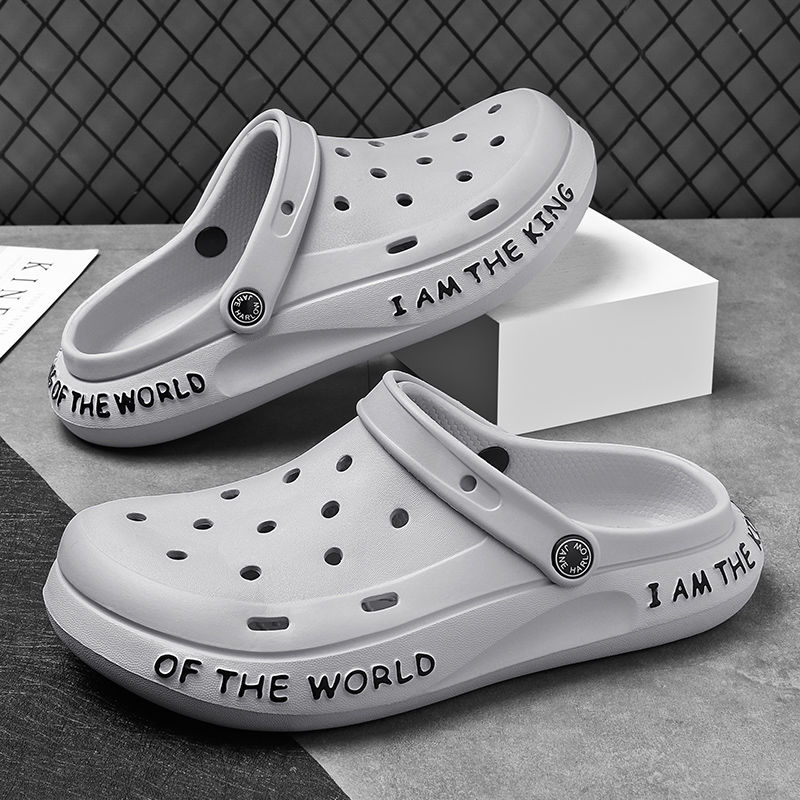 Stepping on shit feeling hole shoes men's  new thick-soled summer wear fashion ins tide beach wear-resistant sandals and slippers